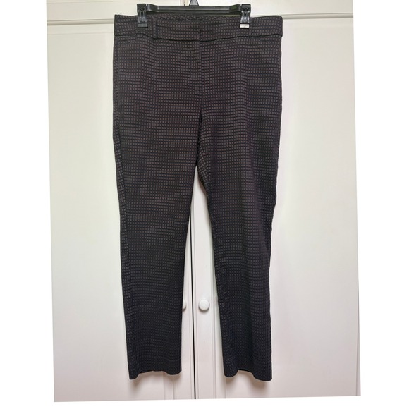 LOFT Pants - LOFT Marisa‎ Skinny Pants Size 14 Dark Navy Burgundy Geometric Floral Shimmer